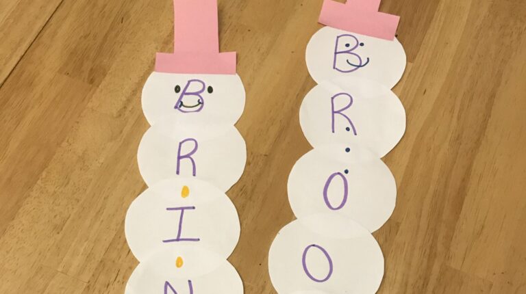 Preschool Name Recognition Snowman Craft for Kids
