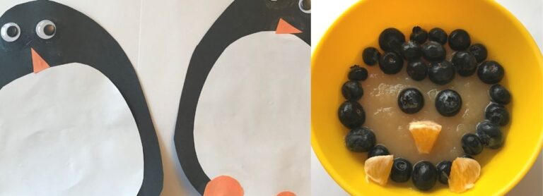 Adorable Penguin Craft and Healthy Snack for Kids