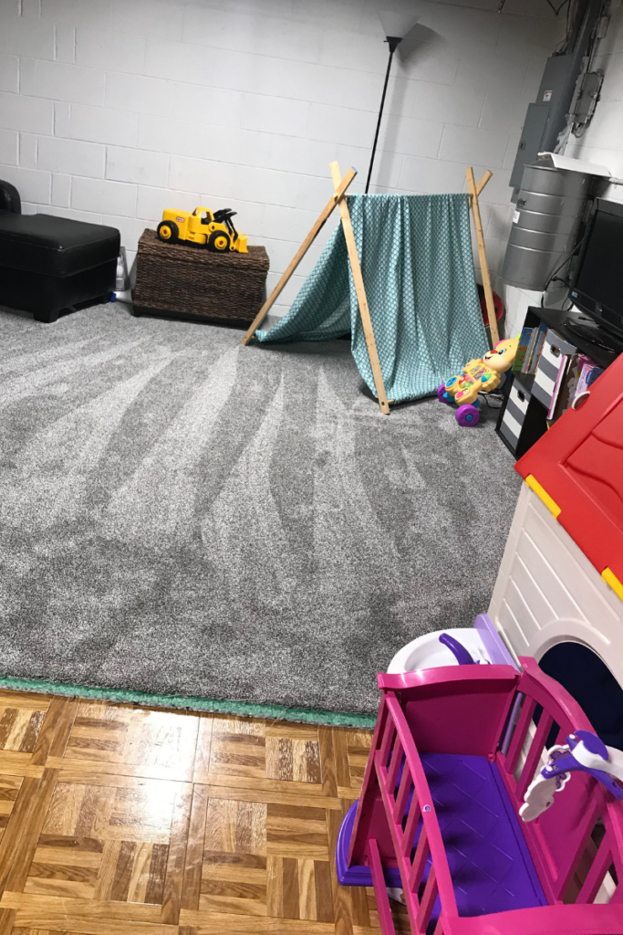Unfinished Basement Playroom Carpeting