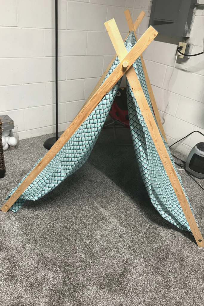 Unfinished Basement Playroom Reading Tent