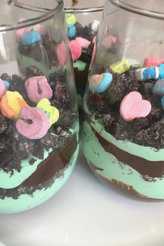 Dirt Cups for St. Patrick's Day Close-Up Plate