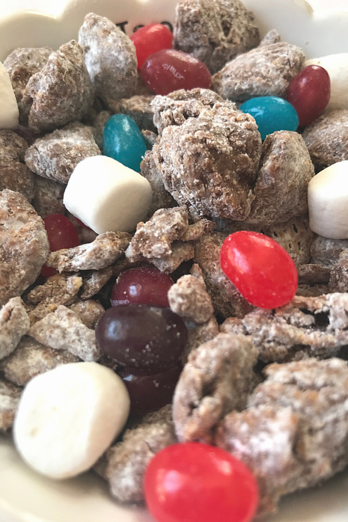 Spring Peanut Butter and Jelly Puppy Chow