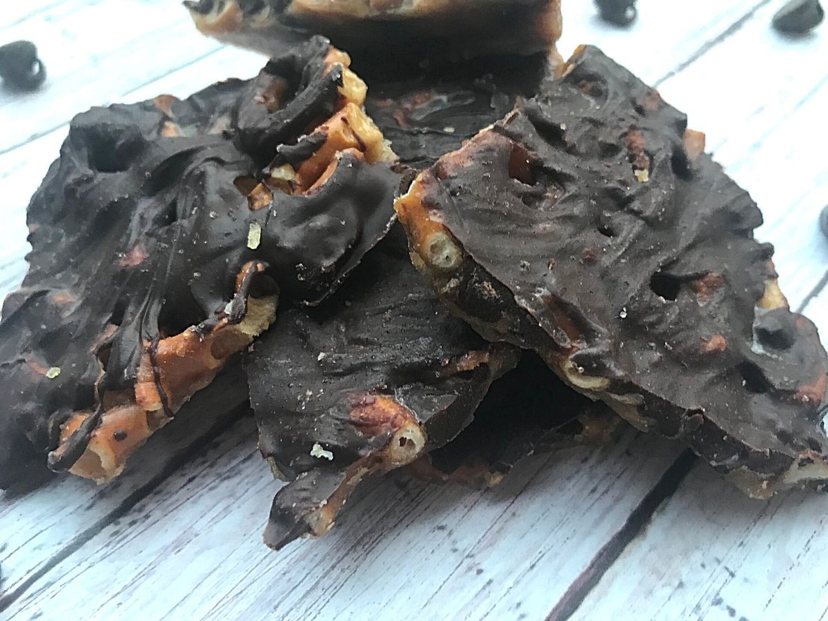 Toffee Chocolate Pretzel Bark Gluten and Dairy Free