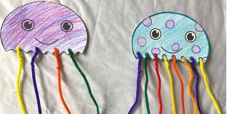 Lacing Jellyfish Craft and Free Template For Kids