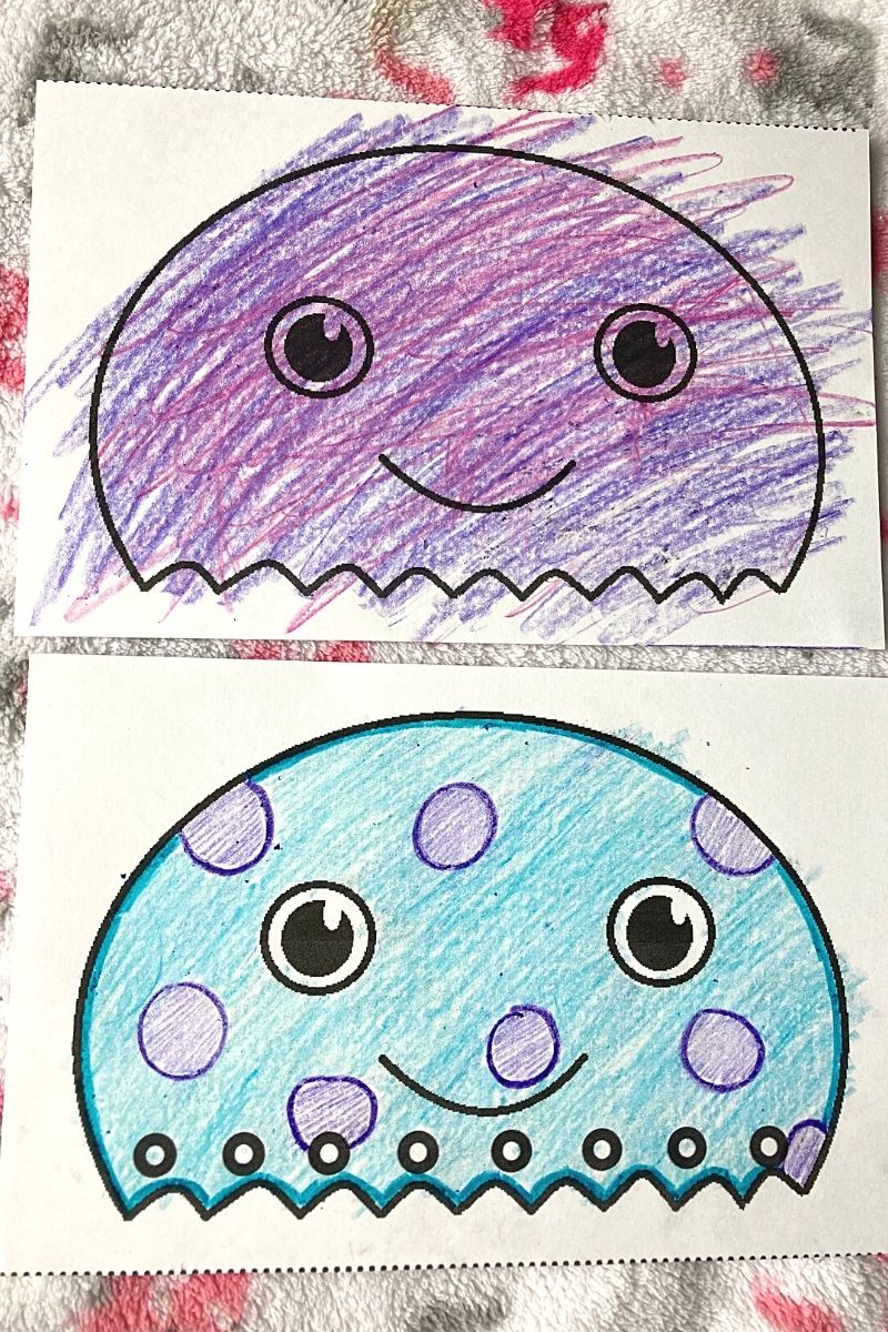 Lacing Jellyfish Craft for Kids Colored