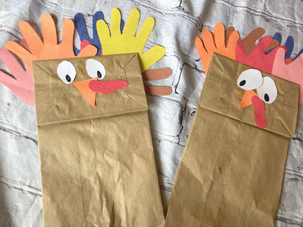 Turkey Puppet Hand Tracing Craft for Kids