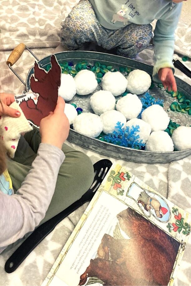 The Mitten Winter Sensory Bin - Mama of Minis