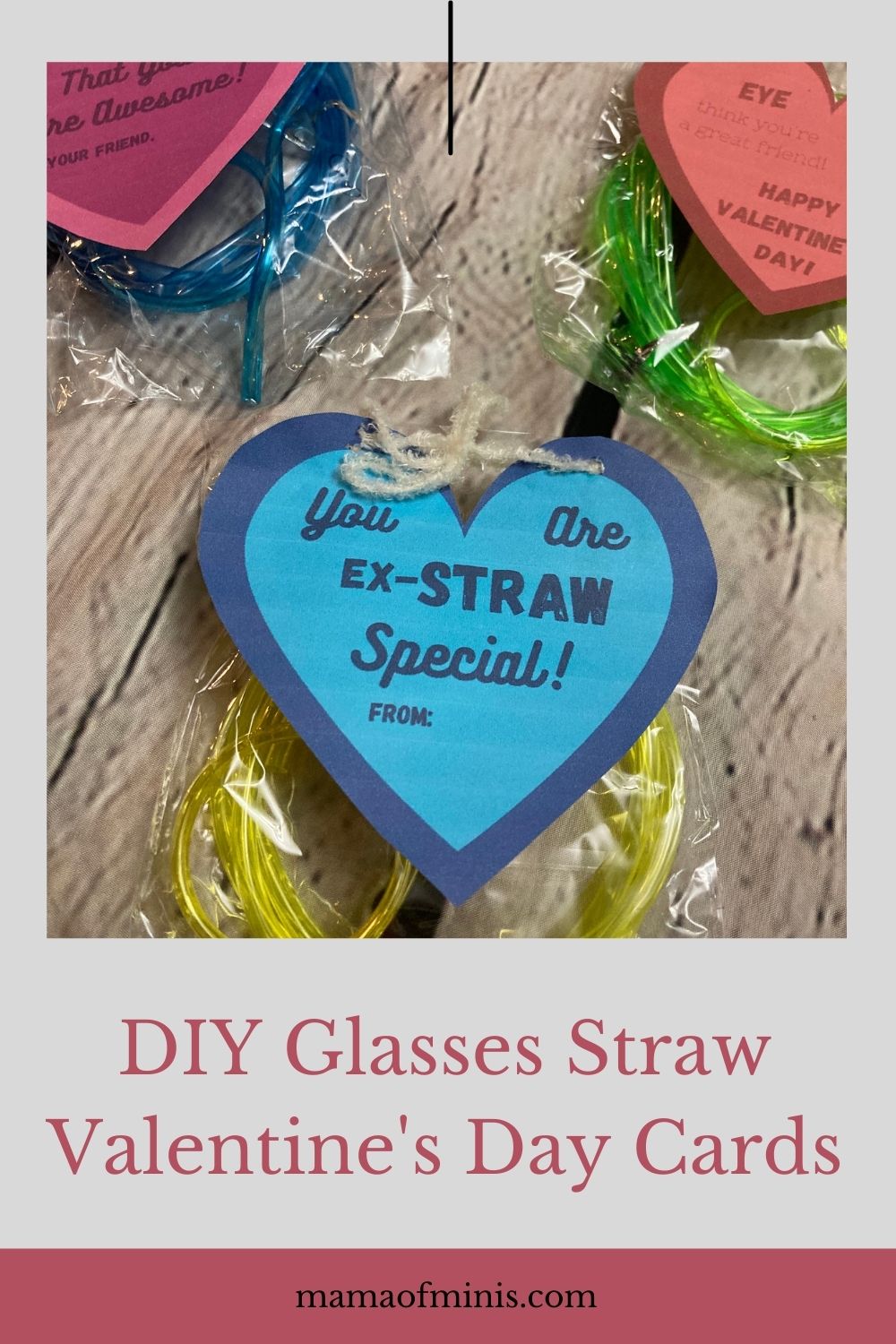 DIY Glasses Straw Valentine's Day Cards