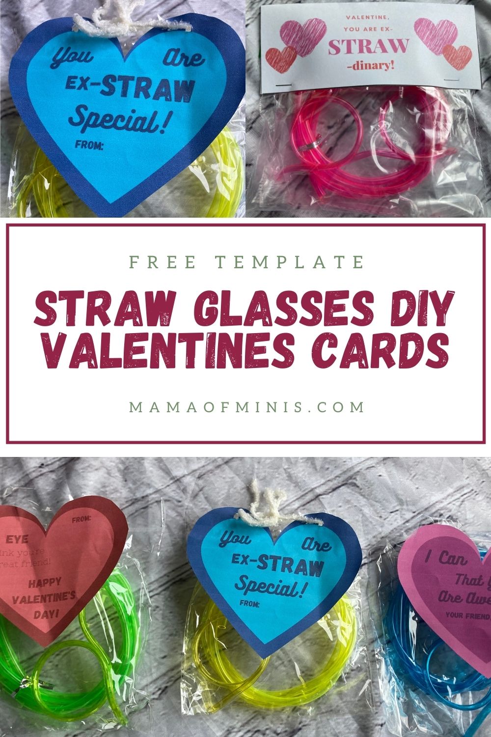 Straw Glasses DIY Valentines Cards