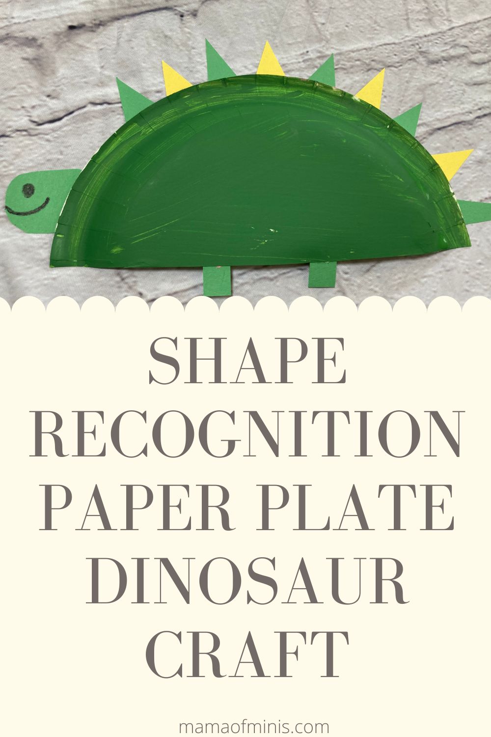 Shape Recognition Paper Plate Dinosaur Craft for Kids Pin