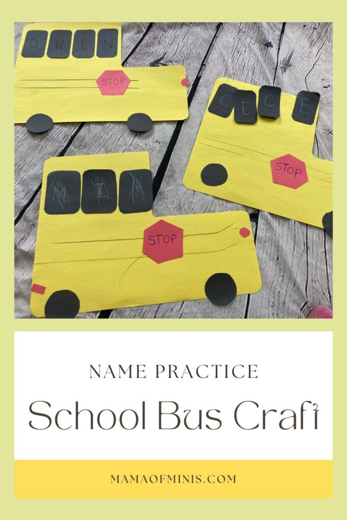 Name Practice School Bus Craft for Kids Pin