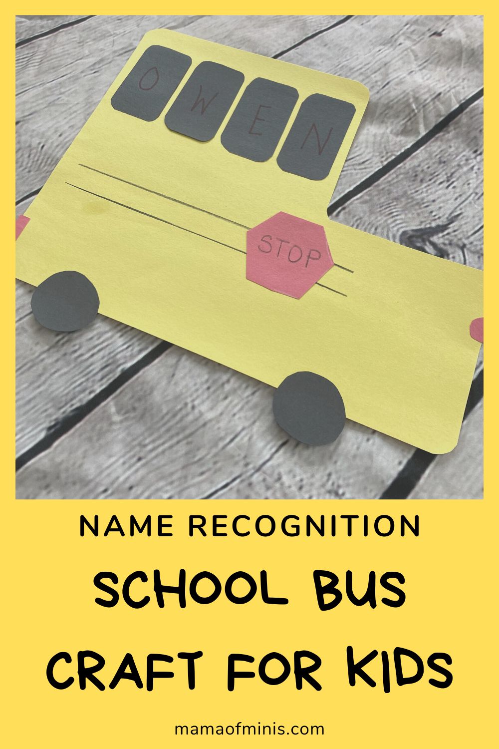 Name Recognition School Bus Craft for Kids
