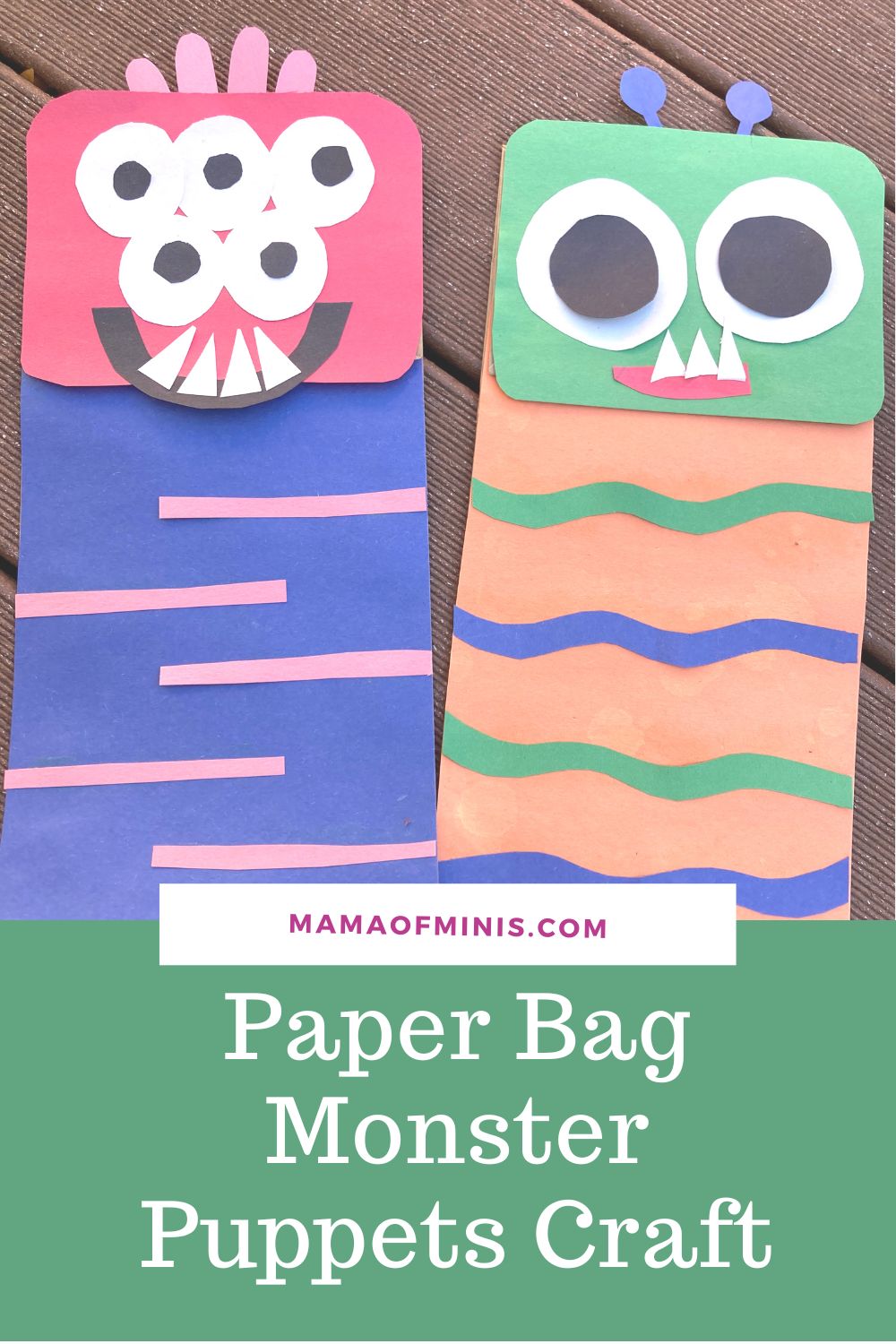 Paper Bag Monster Puppets Craft Pin
