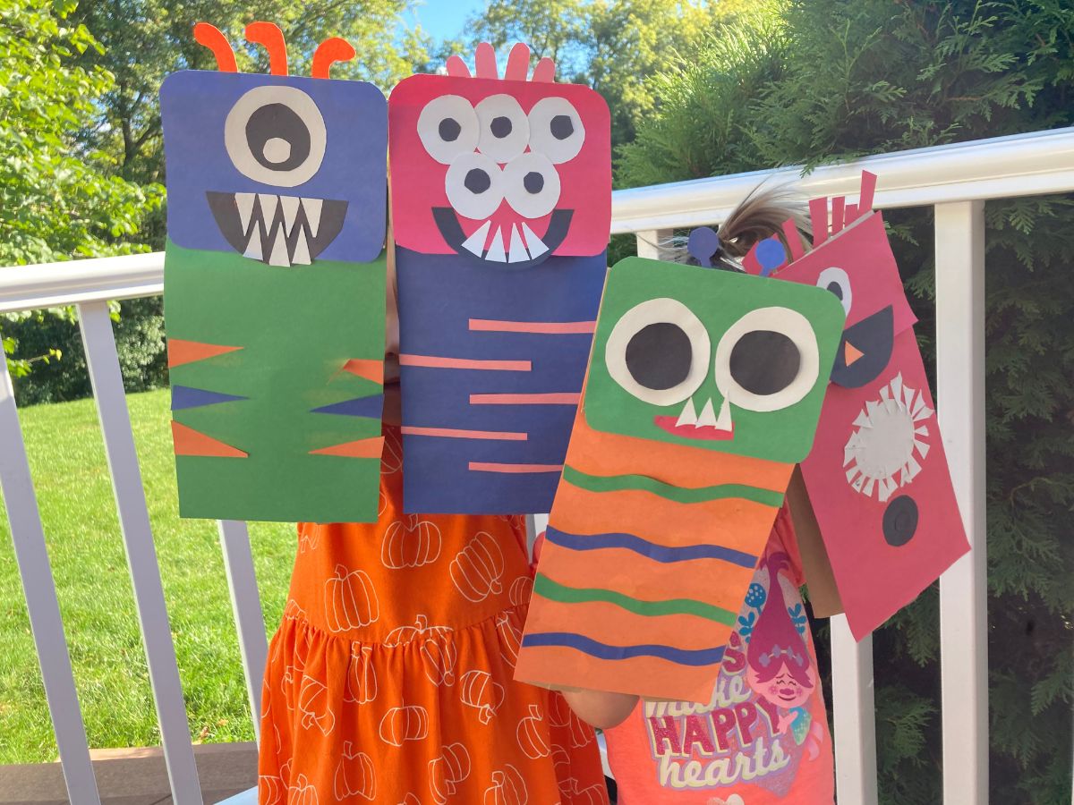 Paper Bag Monster Puppets for Pretend Play