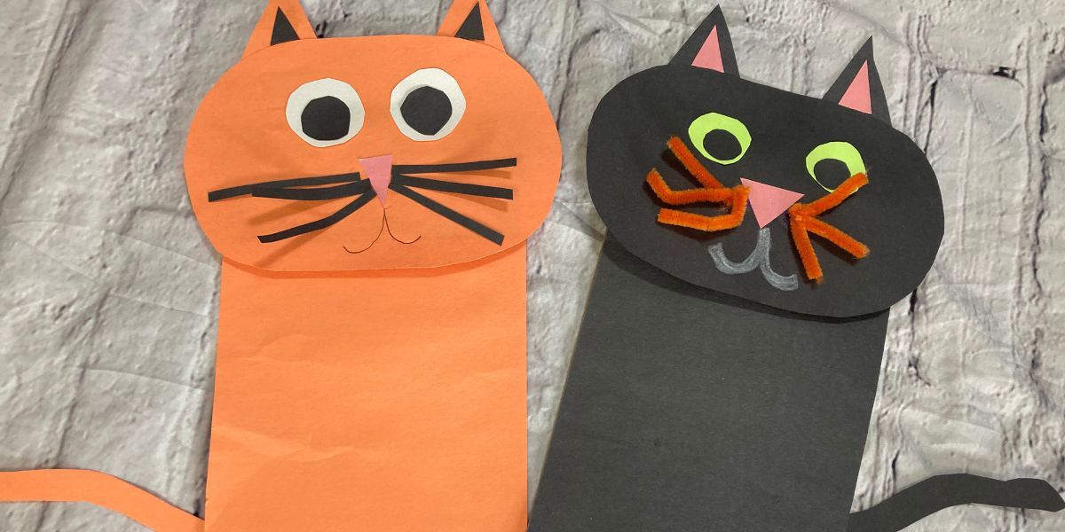 Paper Bag Puppet Cat Craft for Kids
