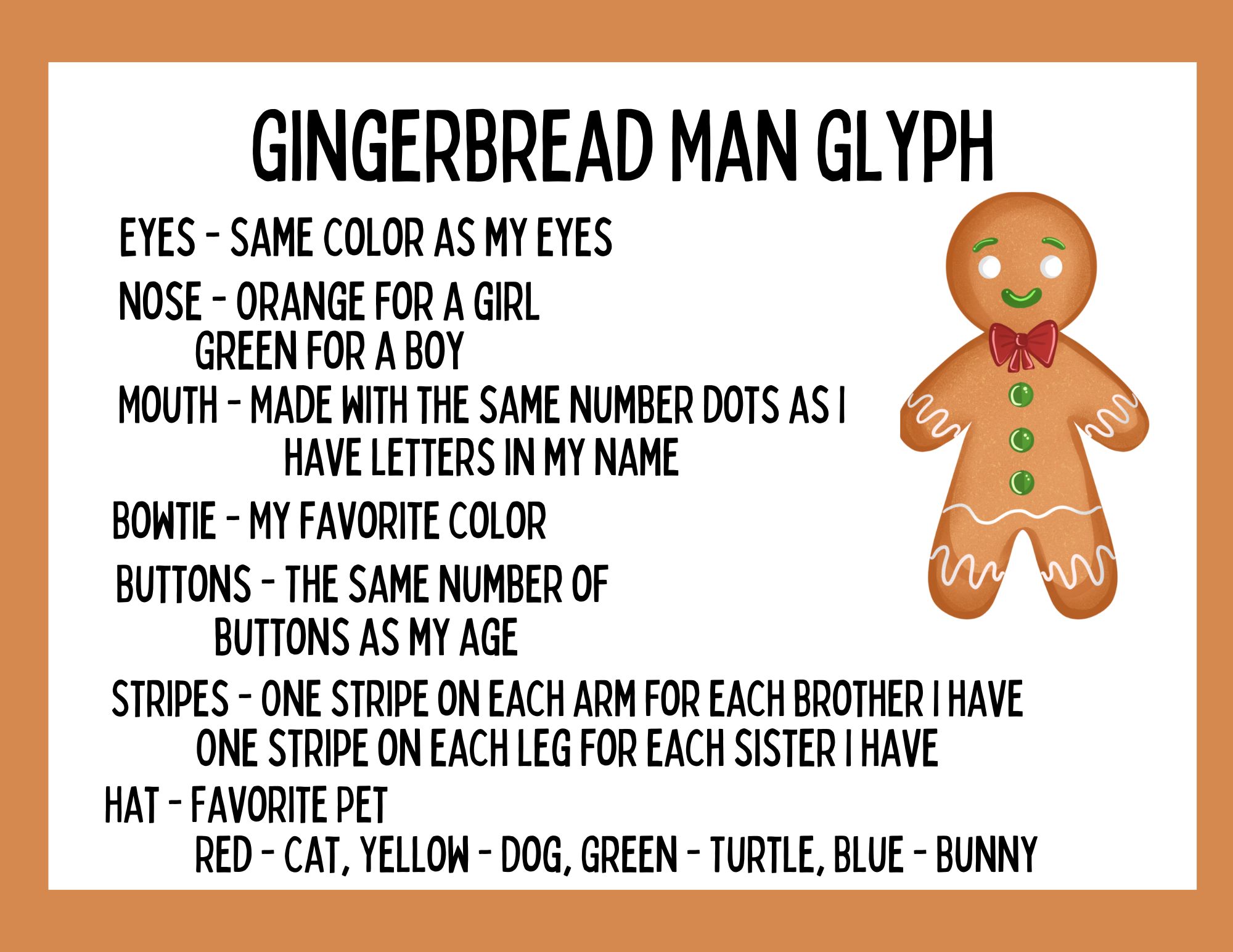 Gingerbrad Man Glyph Craft