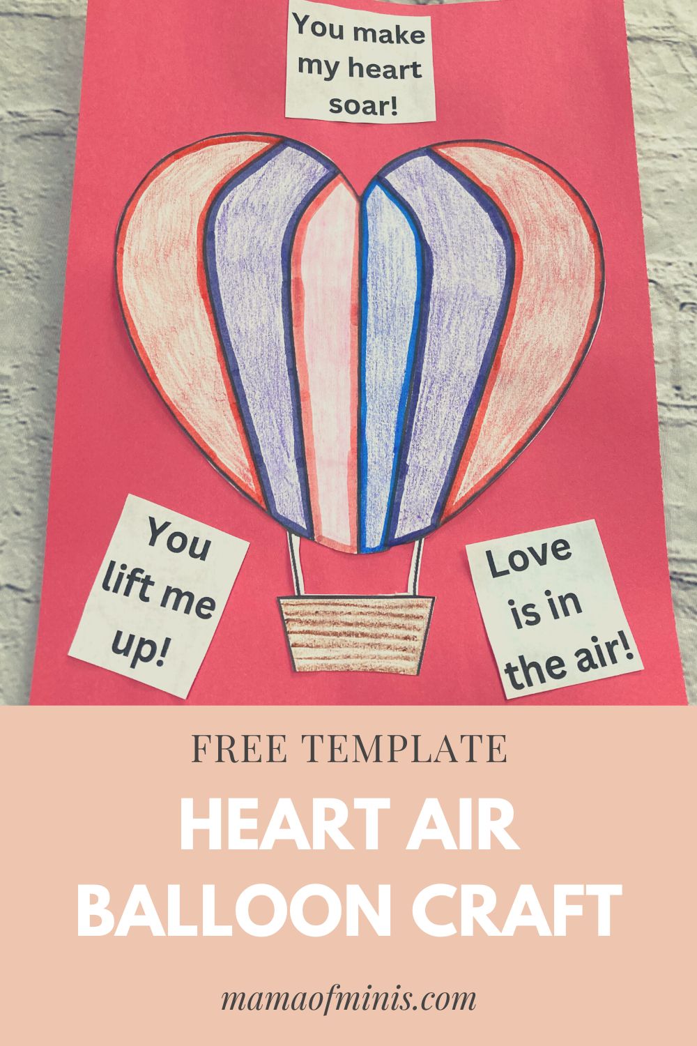 Heart Air Balloon Craft for Kids Pin