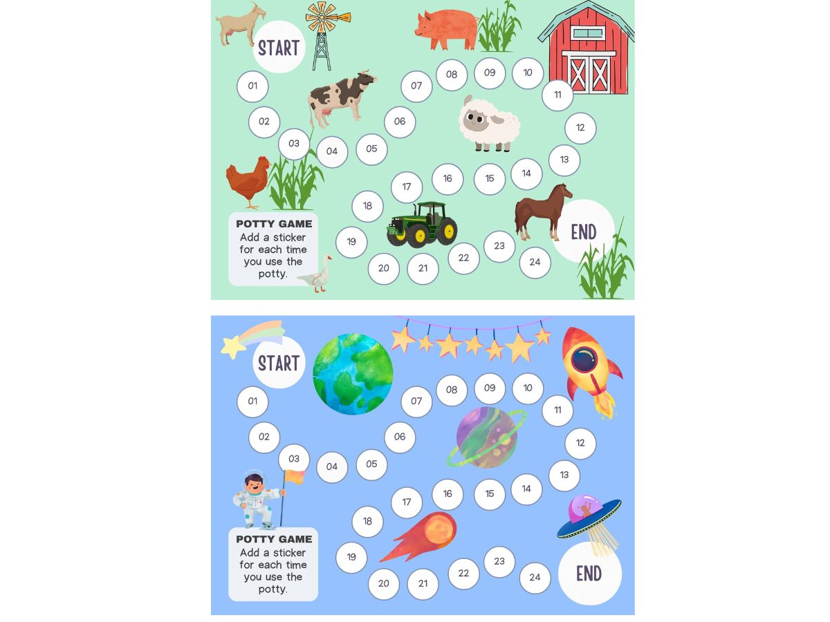 Farm and Space Potty Training Chart