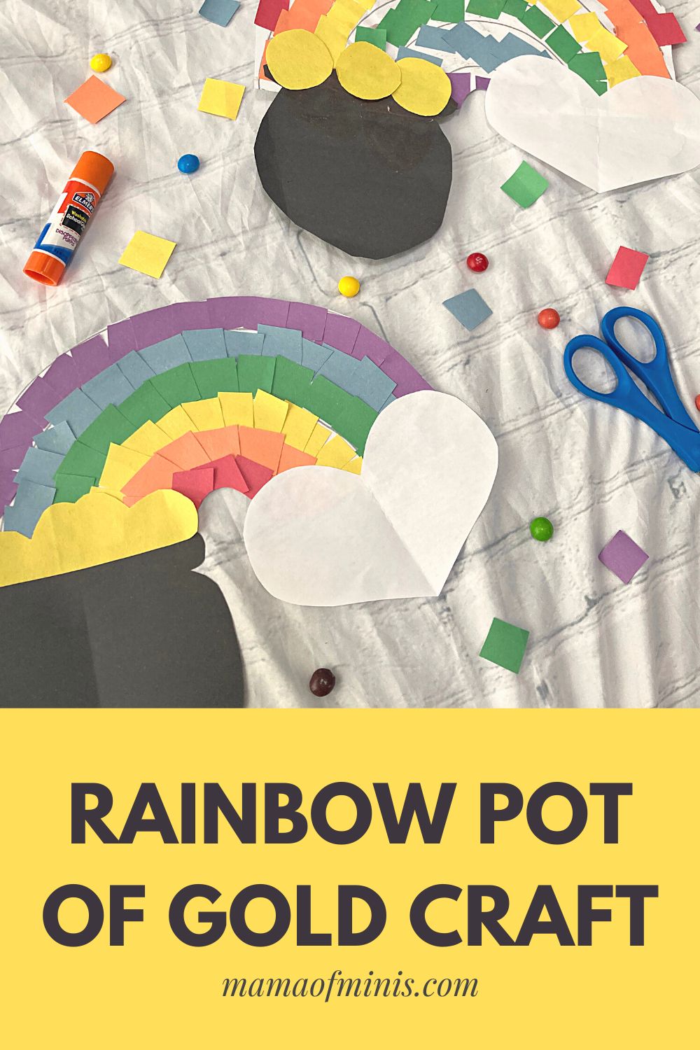 St. Patrick's Day Rainbow Pot of Gold Craft for Preschool
