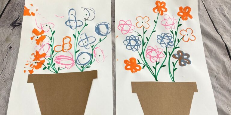 Flower Painting and Paper Flower Pot Craft For Kids