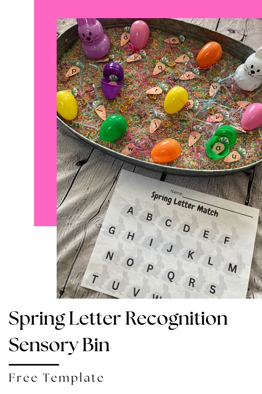 Spring Letter Recognition Sensory Bin