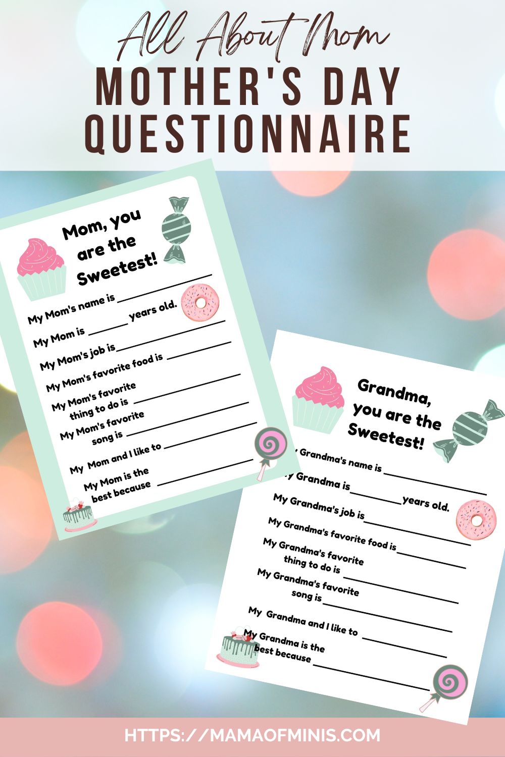 All About Mom Mother's Day Questionnaire Pin