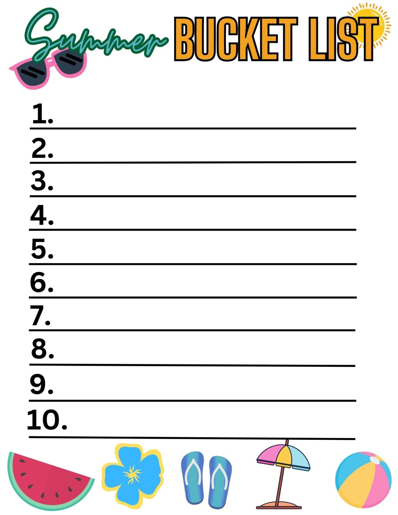 Fun and Free Printable Summer Bucket List