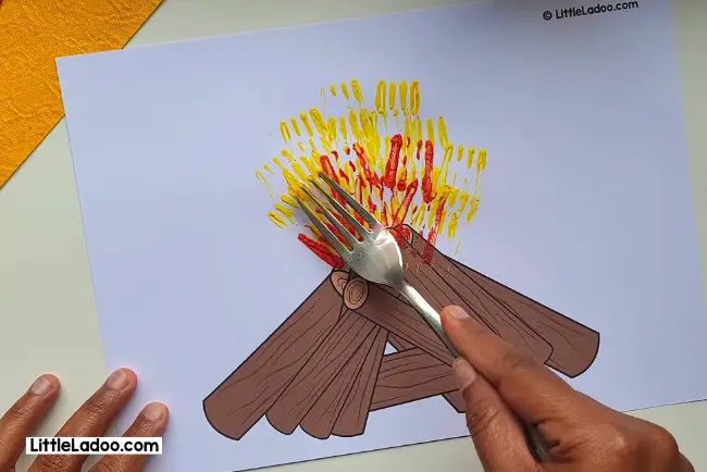 Fork Painted Campfire Craft