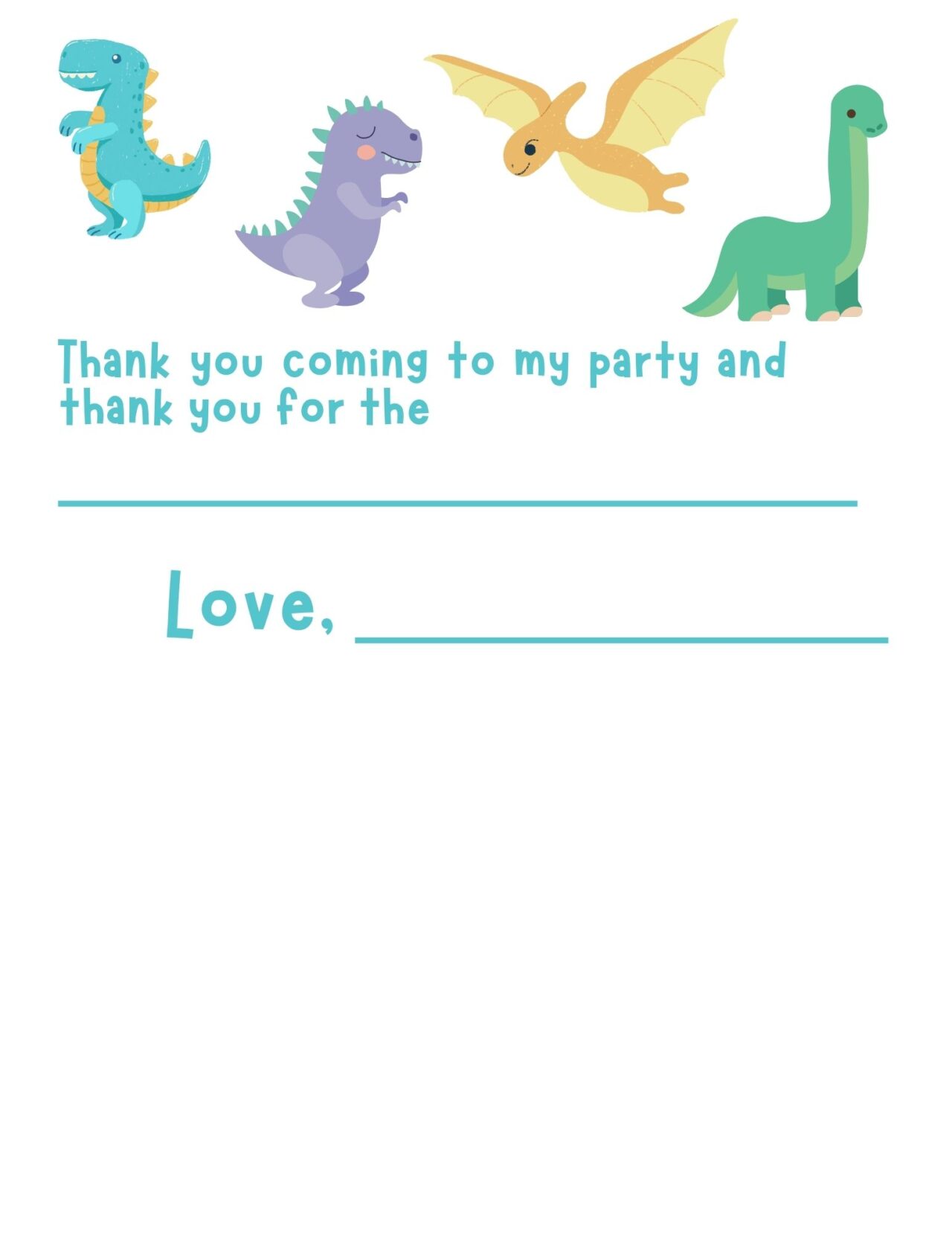 Free Kids Thank You Note Template
