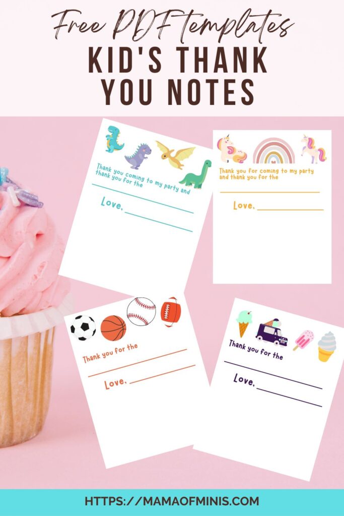 Free Kid's Thank You Note Templates Pin