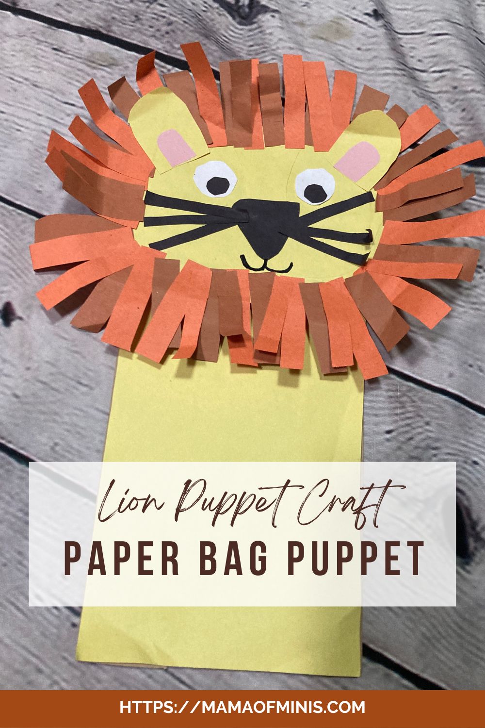 Lion Paper Bag Puppet Craft Pin