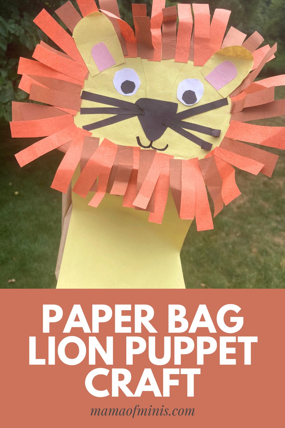 Paper Bag Lion Puppet Craft Pin