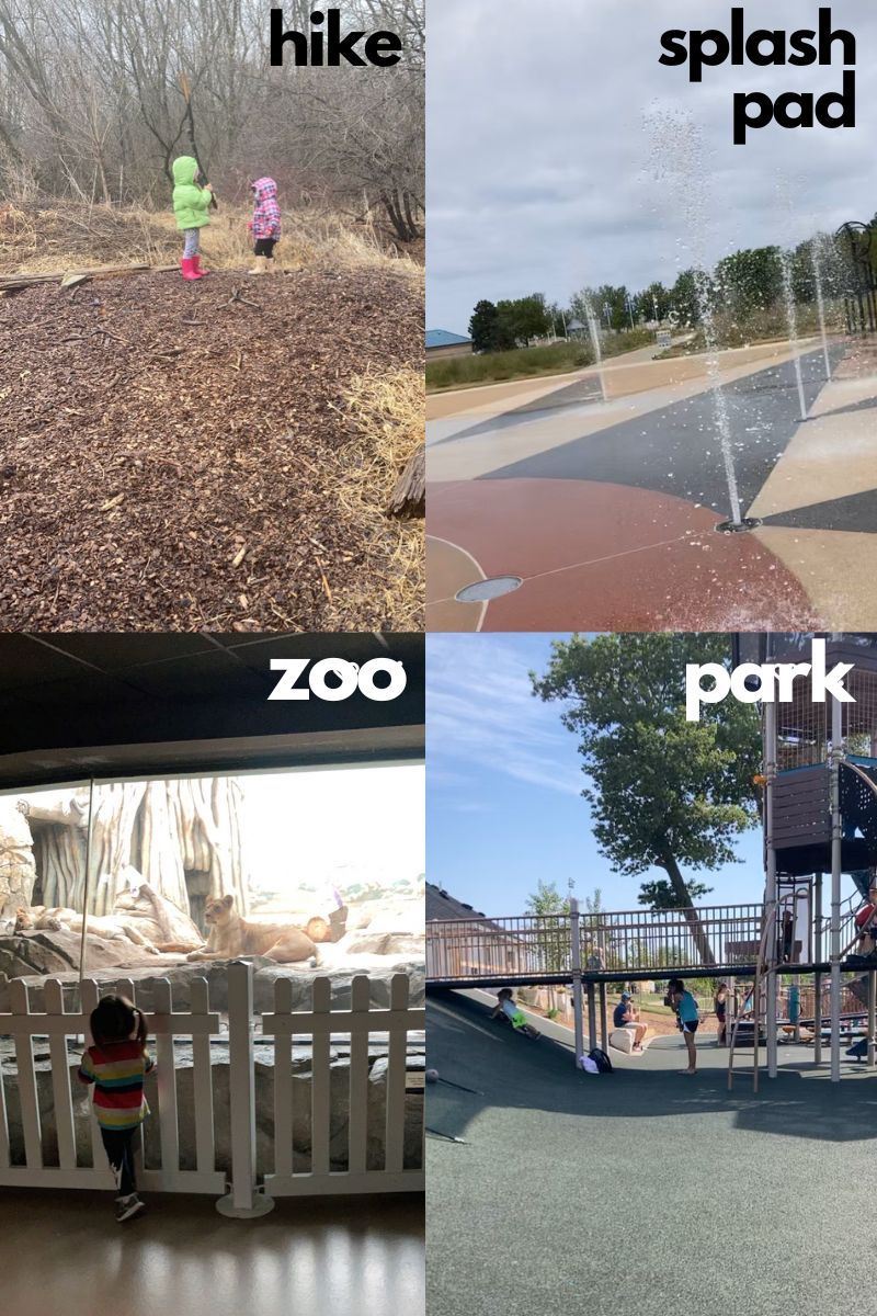 Places to go as a stay at home mom - hike, splash pad, zoo, park