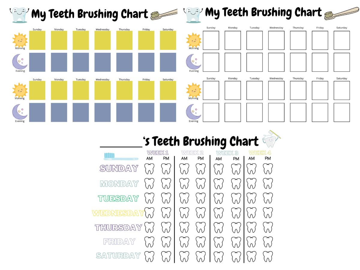 Morning and Night Teeth Brushing Charts