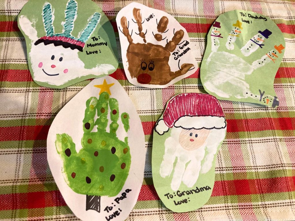 Handprint Christmas Card Gift Tags