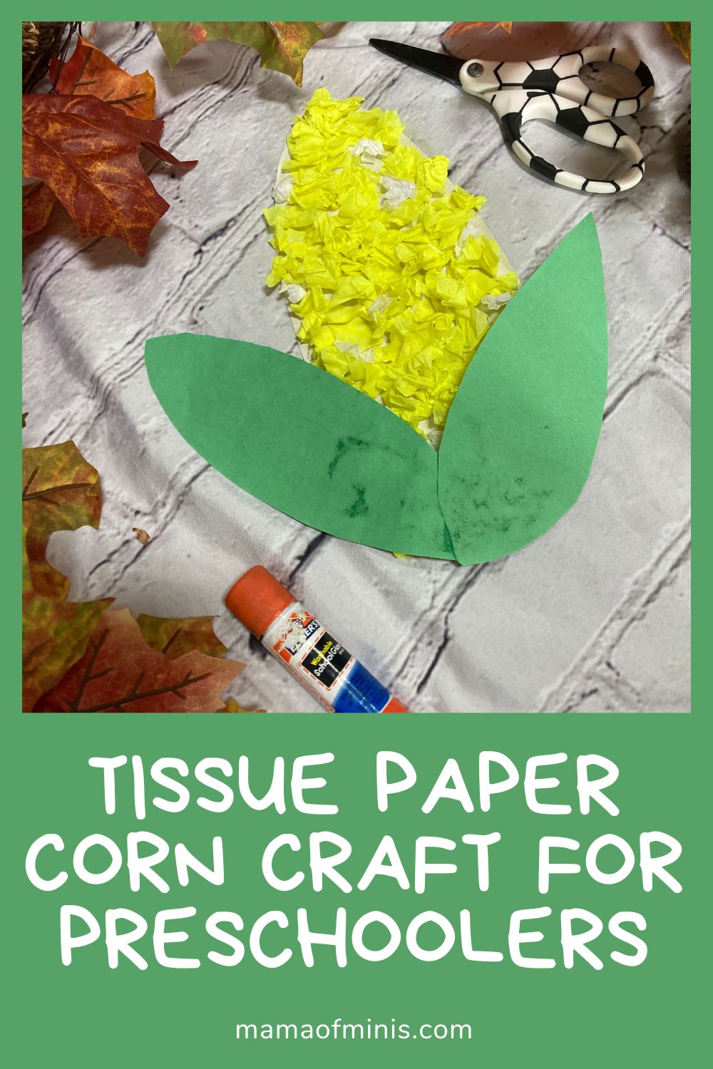 Tissue Paper Corn Craft for Preschoolers