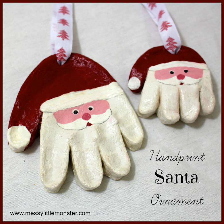Santa Salt Dough Handprint Ornaments