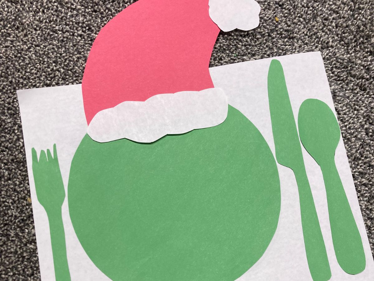 Grinch Placemat Cutting Craft with Hat