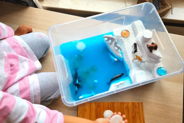 arctic sensory bin for kids