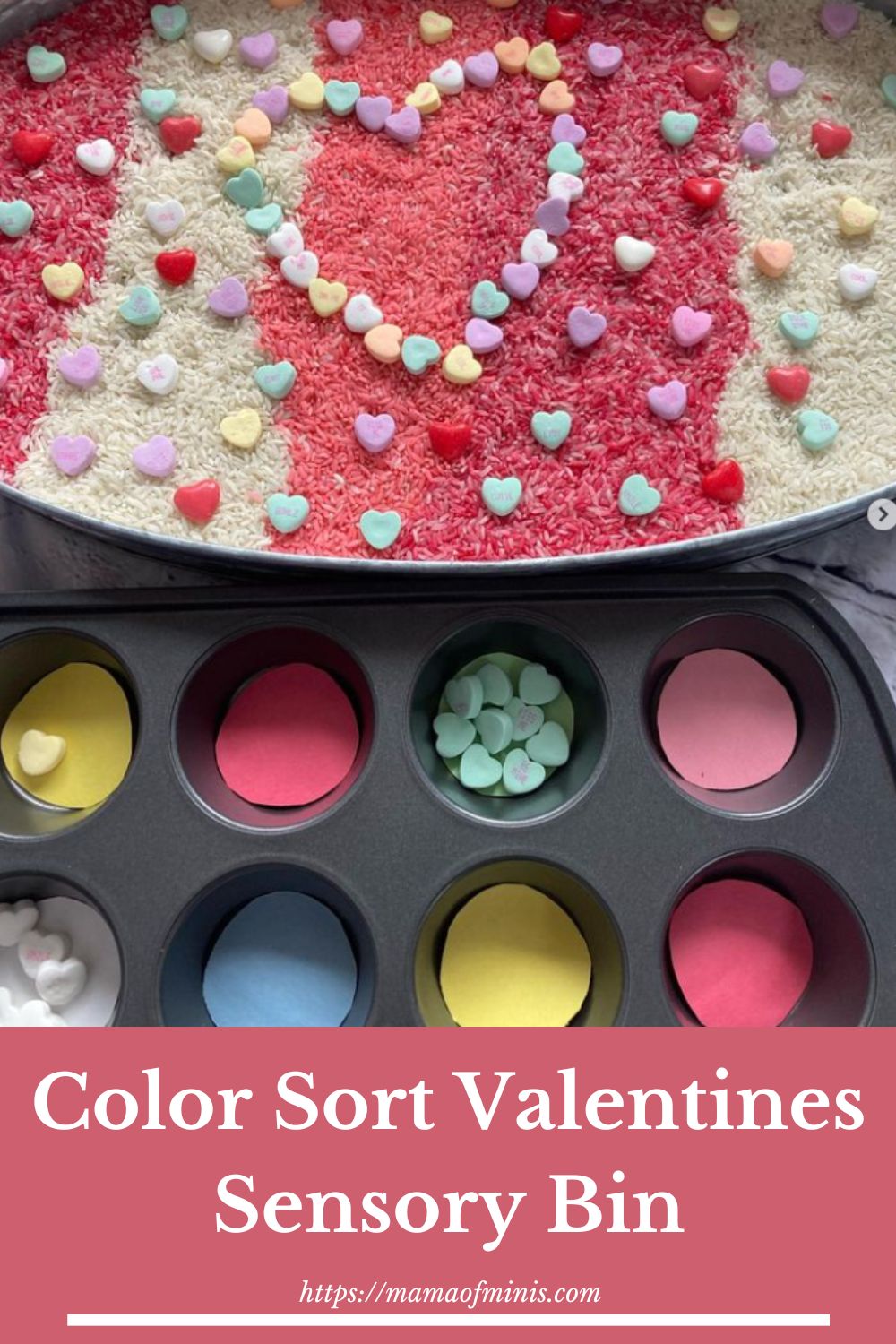 Color Sort Valentines Sensory Bin