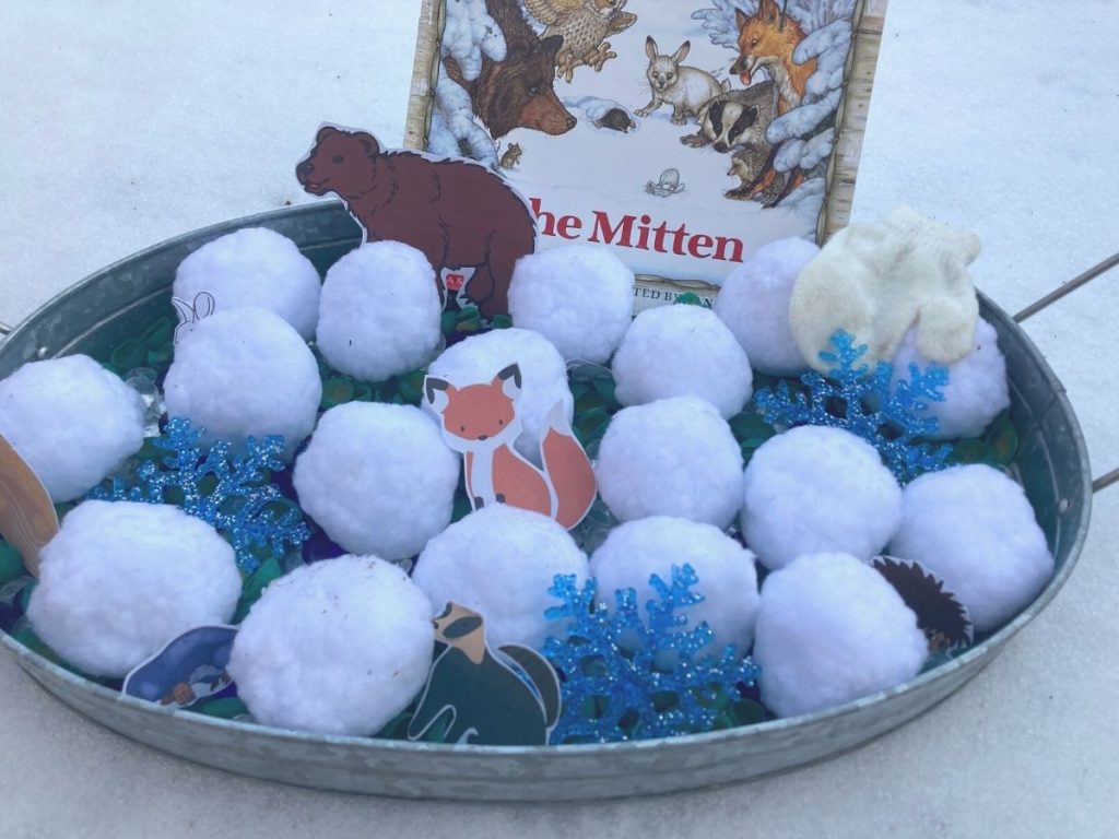 The Mitten Winter Sensory Bin