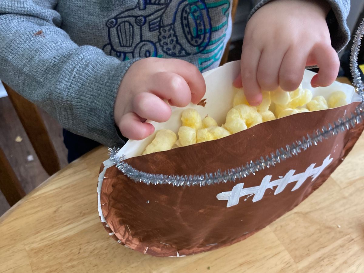 Paper Plate Snack Holder Football Craft