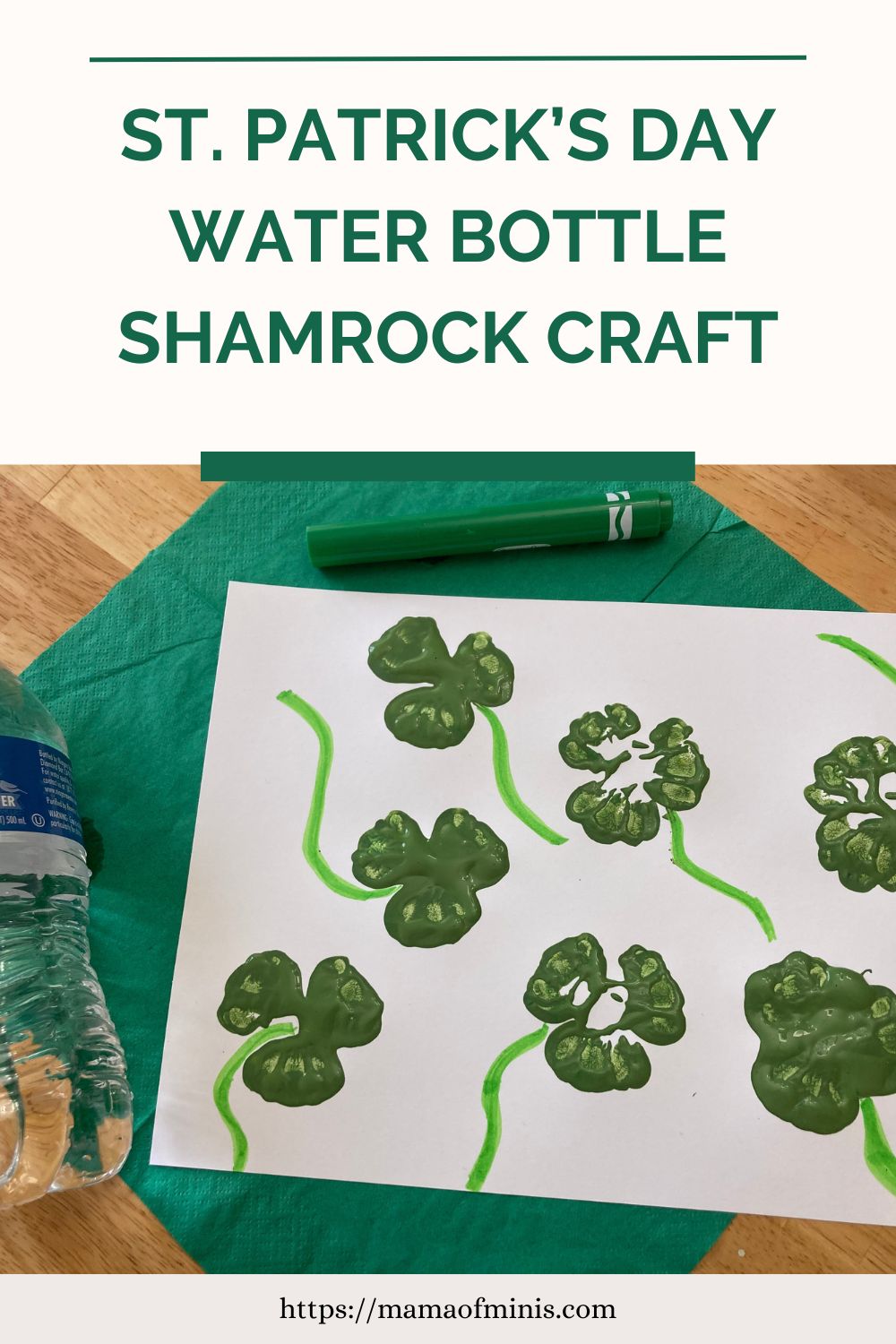 St. Patrick’s Day Water Bottle Shamrock Craft 
