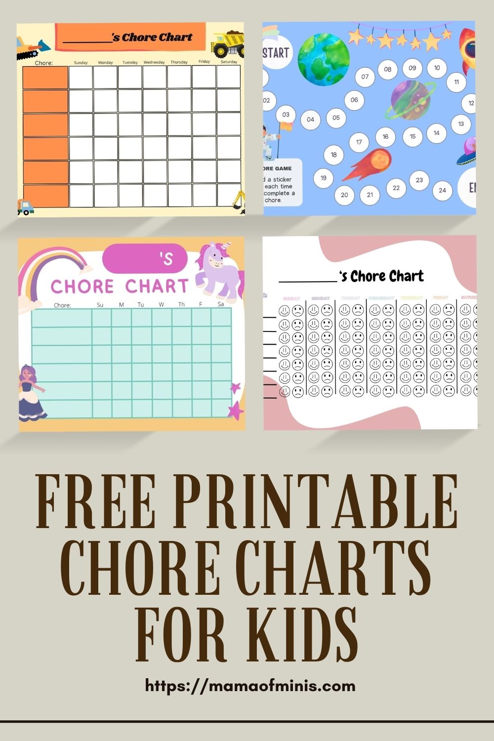 Free Printable Chore Charts for Kids 