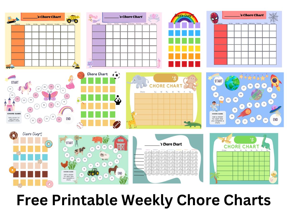 Free Printable Weekly Chore Charts
