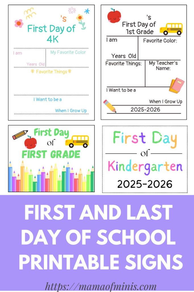 Free Printable First Day of School Signs