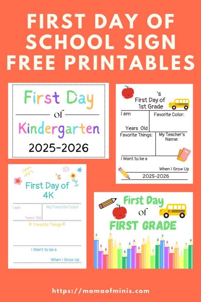 Free Printable First Day of School Signs