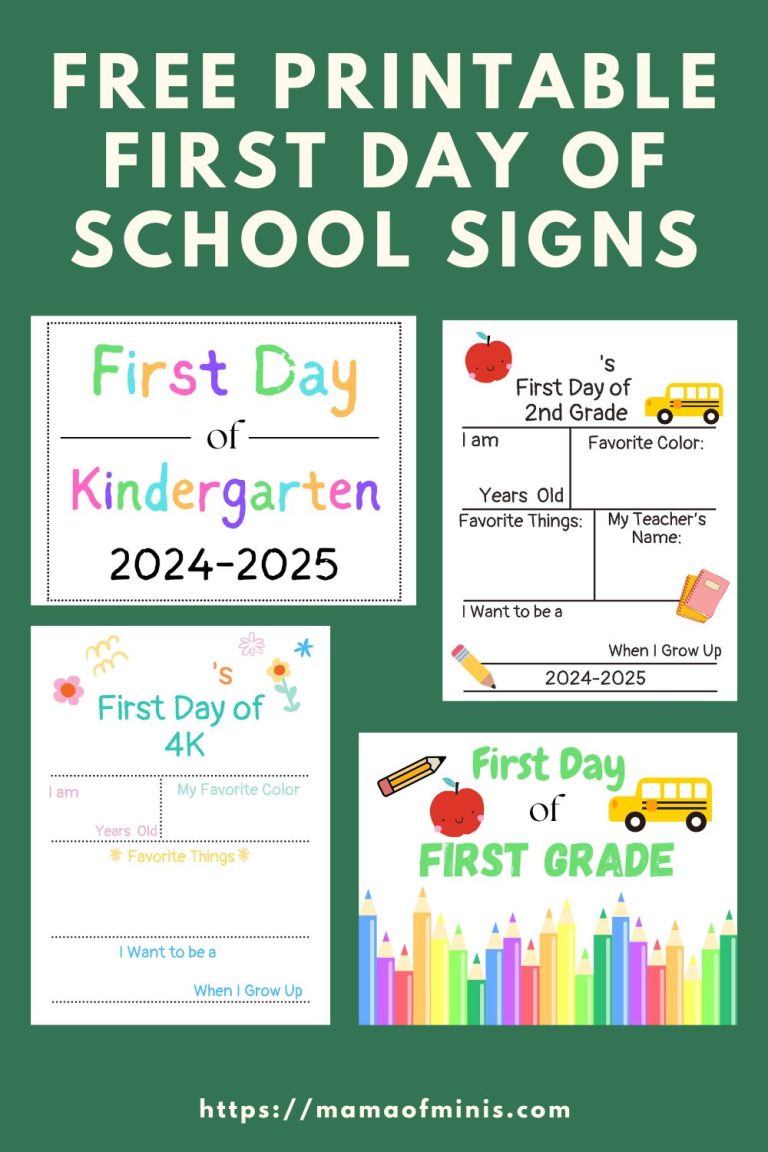 4 Cute and Free First Day of School - Free Printable First Day Of School Signs 768x1152 