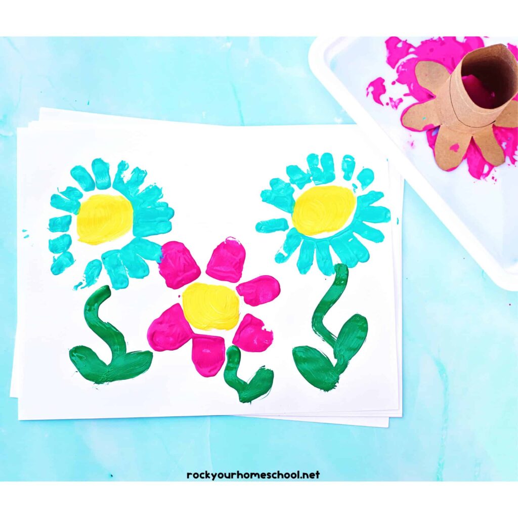 toilet paper roll flower stamps