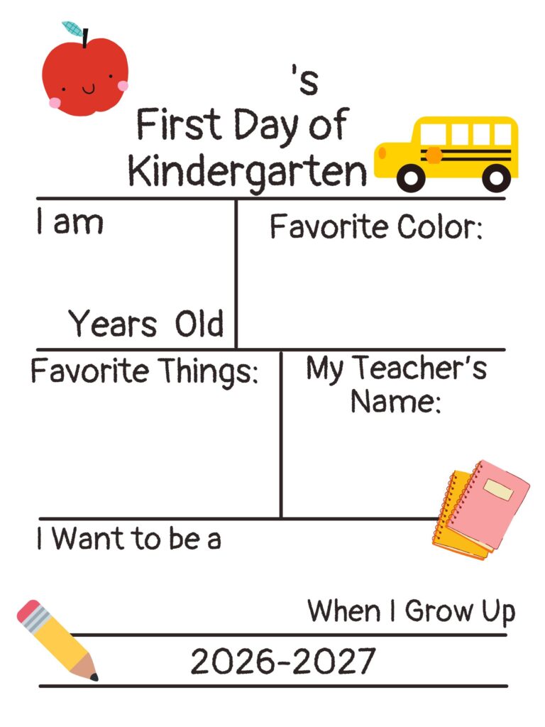 Fill in the Blank First Day of School Sign 2026-2027